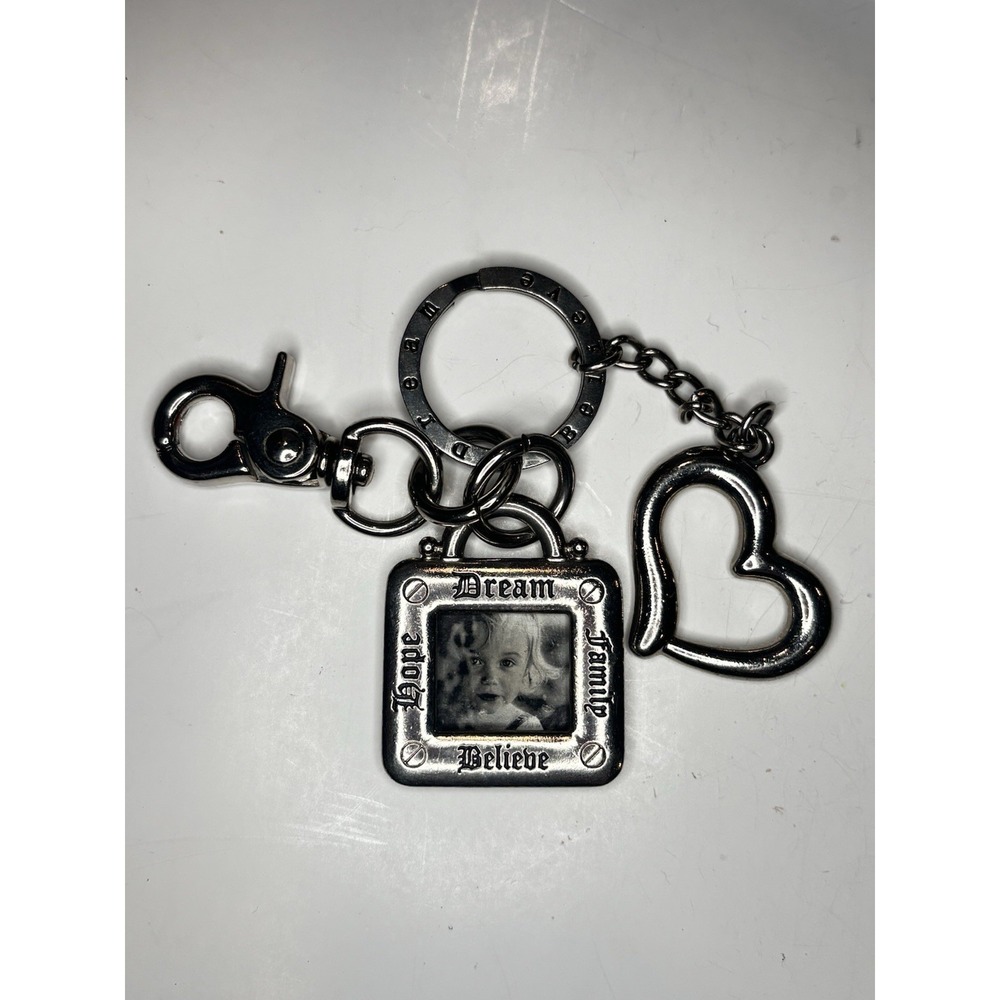 Photo Frame Heart KeyChain Reflections Silvertone Charms Hope Believe Dream Gift